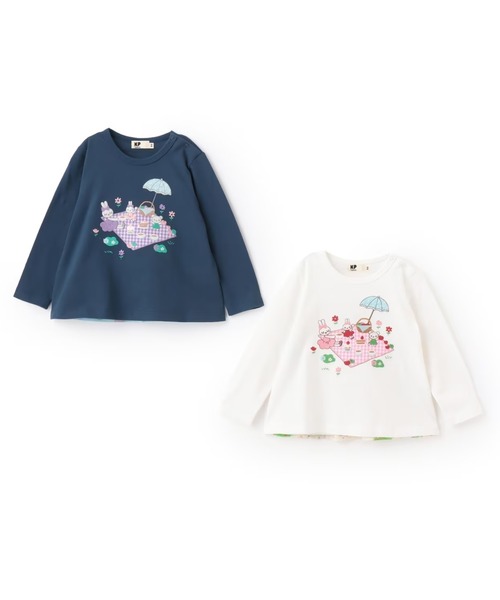 KP（ケーピー）の「ピクニック柄アップリケ 長袖Tシャツ（Tシャツ/カットソー・キッズ・ネイビー/オフホワイト・90cm/100cm/110cm/130cm/120cm）」の14枚目の写真