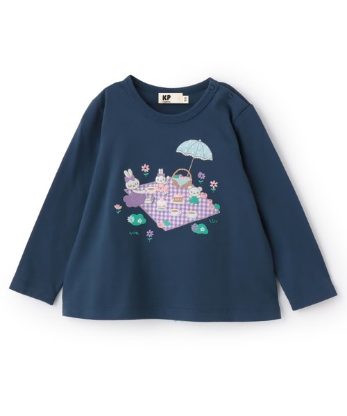 KP（ケーピー）の「ピクニック柄アップリケ 長袖Tシャツ（Tシャツ/カットソー・キッズ・ネイビー/オフホワイト・90cm/100cm/110cm/130cm/120cm）」の6枚目の写真