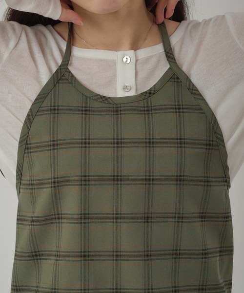 MUHET(ミュエータ)の「sheer henry neck top & halter neck bustier set / シアーヘンリートップス&ホルターネックビスチェセット(Tシャツ/カットソー・レディース・ネイビー/カーキ/チャコールグレー・FREE)」の13枚目の写真