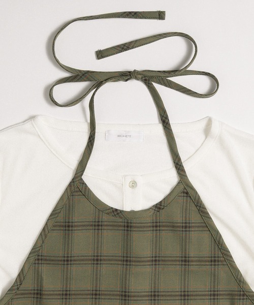 MUHET(ミュエータ)の「sheer henry neck top & halter neck bustier set / シアーヘンリートップス&ホルターネックビスチェセット(Tシャツ/カットソー・レディース・ネイビー/カーキ/チャコールグレー・FREE)」の9枚目の写真