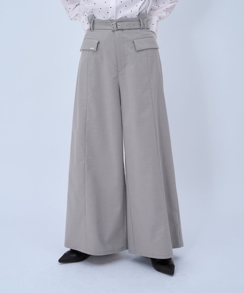 HARE（ハレ）の「CLEAR TEXTUREキリカエワイドパンツ(HARE)（その他パンツ・レディース・ライトグレー/ブラウン/ブラック・FREE）」の2枚目の写真