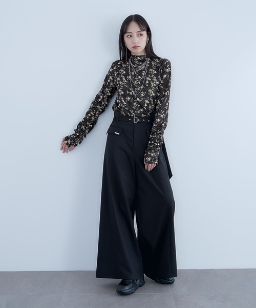 HARE（ハレ）の「CLEAR TEXTUREキリカエワイドパンツ(HARE)（その他パンツ・レディース・ライトグレー/ブラウン/ブラック・FREE）」の4枚目の写真