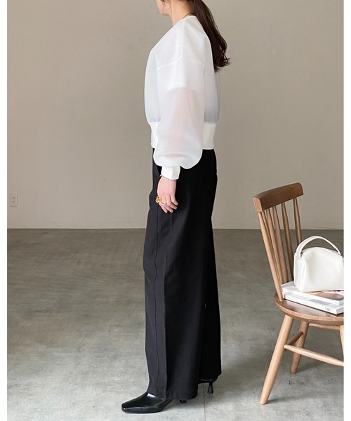 She's Closet(シーズクローゼット)の「ショート丈 ダンボールボンディング ダブルジップ 透け感 シアーブルゾン ジャケット(ブルゾン・レディース・ホワイト/ブラック・FREE)」の12枚目の写真