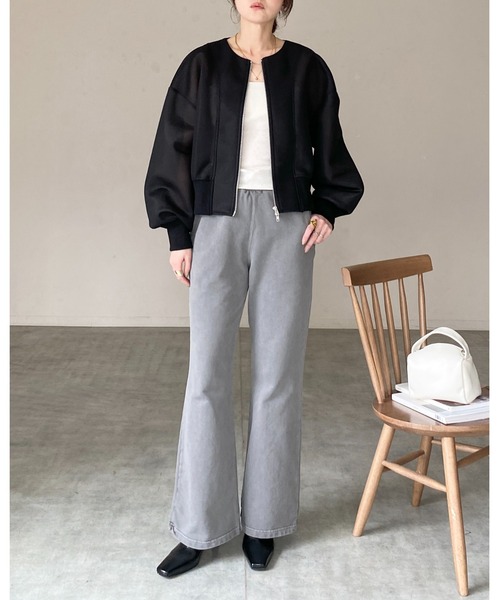 She's Closet(シーズクローゼット)の「ショート丈 ダンボールボンディング ダブルジップ 透け感 シアーブルゾン ジャケット(ブルゾン・レディース・ホワイト/ブラック・FREE)」の15枚目の写真