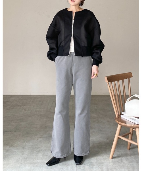 She's Closet(シーズクローゼット)の「ショート丈 ダンボールボンディング ダブルジップ 透け感 シアーブルゾン ジャケット(ブルゾン・レディース・ホワイト/ブラック・FREE)」の16枚目の写真