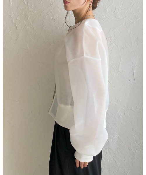 She's Closet(シーズクローゼット)の「ショート丈 ダンボールボンディング ダブルジップ 透け感 シアーブルゾン ジャケット(ブルゾン・レディース・ホワイト/ブラック・FREE)」の19枚目の写真