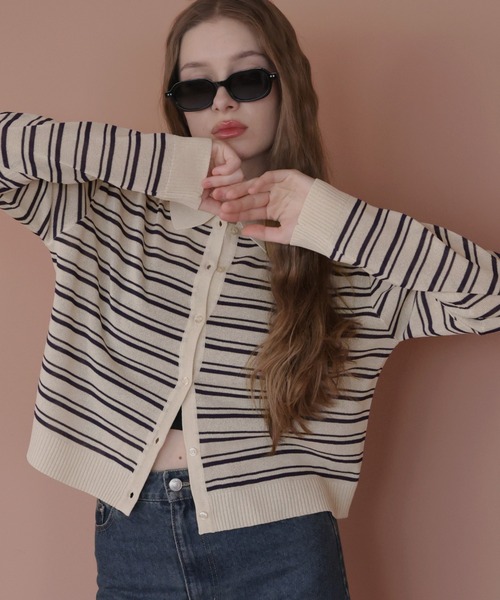ミスクロエ 日本製 長袖 リネンブレンド ニット カーディガン 40 オレンジ miss chloe レディース ミスクロエ（レディースファッション） | ファッション のおすすめ人気