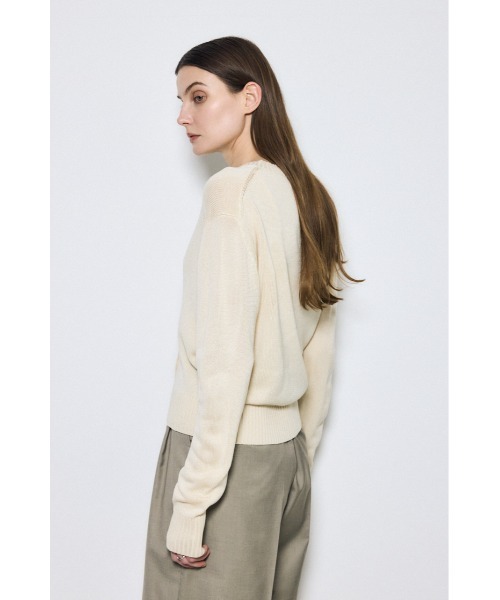 AZUL by moussy(アズールバイマウジー)の「リネンタッチクルーネックニットカーディガン 春服 秋服 ニットトップス 無地 長袖(カーディガン/ボレロ・レディース・アイボリー/ライトピンク/ライトブルー/モカ/ライトブラック・SMALL/MEDIUM)」の7枚目の写真