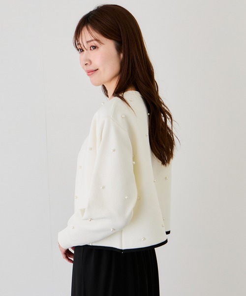Jayro（ジャイロ）の「パール使いスカラップカーディガン（カーディガン/ボレロ・レディース・ブラック/ホワイト系その他・M）」の7枚目の写真