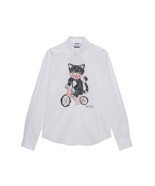 MSGM(エムエスジーエム)の「Bike Life Cats グラフィティシャツ(シャツ/ブラウス・メンズ・ホワイト・41/40/38)」の1枚目の写真