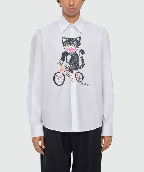 MSGM(エムエスジーエム)の「Bike Life Cats グラフィティシャツ(シャツ/ブラウス・メンズ・ホワイト・41/40/38)」の2枚目の写真
