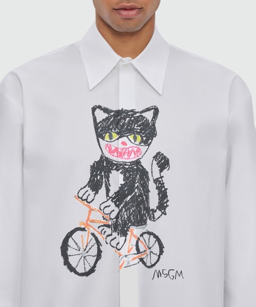 MSGM(エムエスジーエム)の「Bike Life Cats グラフィティシャツ(シャツ/ブラウス・メンズ・ホワイト・41/40/38)」の5枚目の写真