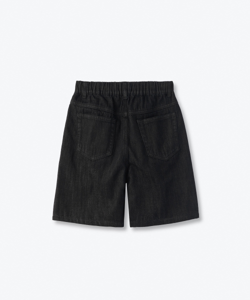 MUSINSA STANDARD KIDS（ムシンサスタンダードキッズ）の「リネンライクワンタックワイドバンディングデニムショーツ[ウォッシュドブラック]（デニムパンツ・レディース・その他・100/110/120/130/140/150/160）」の3枚目の写真