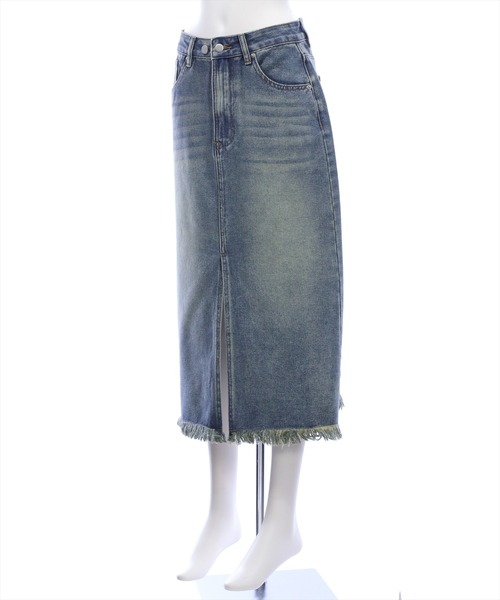 clear（クリア）の「【低身長対応／サイズ展開あり】裾フリンジラインストーンポケットデニムスカート（スカート・レディース・ブルー/ライトブルー・PS/S/M）」の5枚目の写真