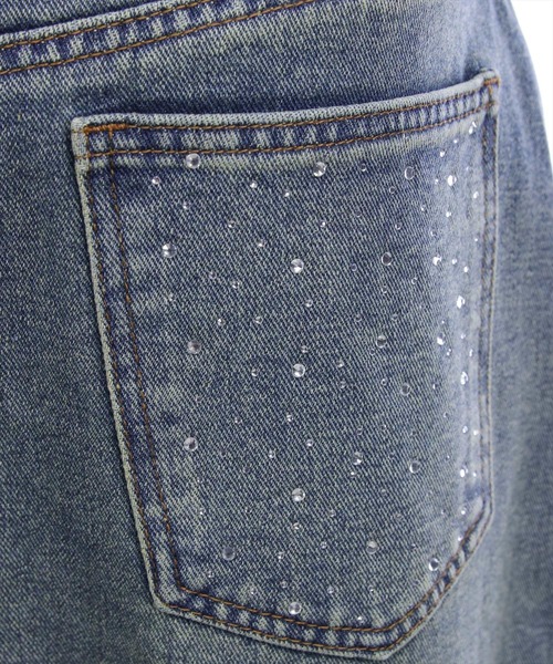 clear（クリア）の「【低身長対応／サイズ展開あり】裾フリンジラインストーンポケットデニムスカート（スカート・レディース・ブルー/ライトブルー・PS/S/M）」の10枚目の写真