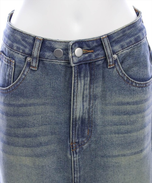 clear（クリア）の「【低身長対応／サイズ展開あり】裾フリンジラインストーンポケットデニムスカート（スカート・レディース・ブルー/ライトブルー・PS/S/M）」の11枚目の写真