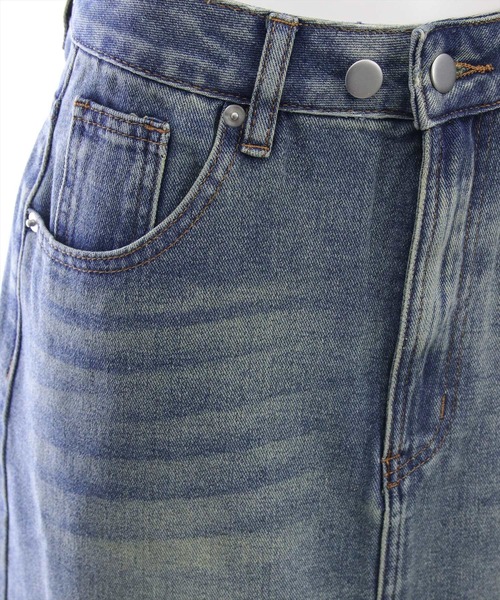 clear（クリア）の「【低身長対応／サイズ展開あり】裾フリンジラインストーンポケットデニムスカート（スカート・レディース・ブルー/ライトブルー・PS/S/M）」の14枚目の写真