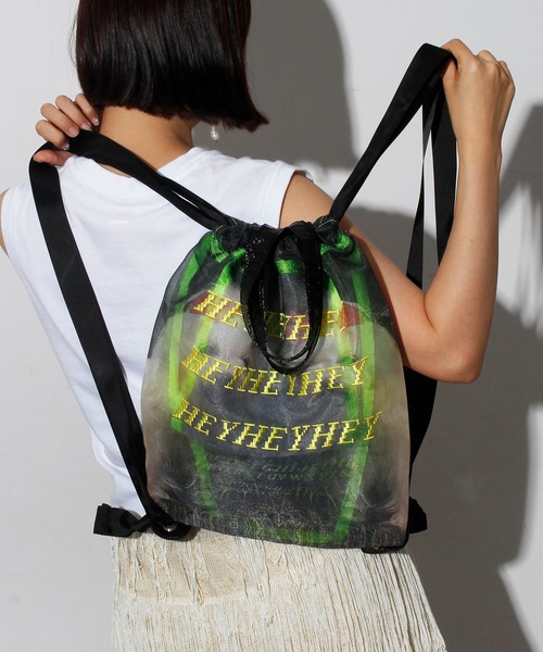 HEY!MrsROSE（ヘイミセスローズ）の「HEY! Mrs ROSE(ヘイ！ミセスローズ)Mesh Backpack（バックパック/リュック・レディース・グリーン/ピンク・FREE）」の14枚目の写真