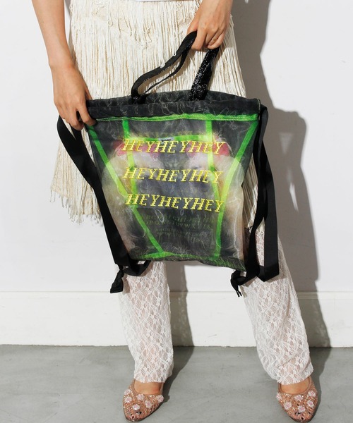 HEY!MrsROSE（ヘイミセスローズ）の「HEY! Mrs ROSE(ヘイ！ミセスローズ)Mesh Backpack（バックパック/リュック・レディース・グリーン/ピンク・FREE）」の16枚目の写真