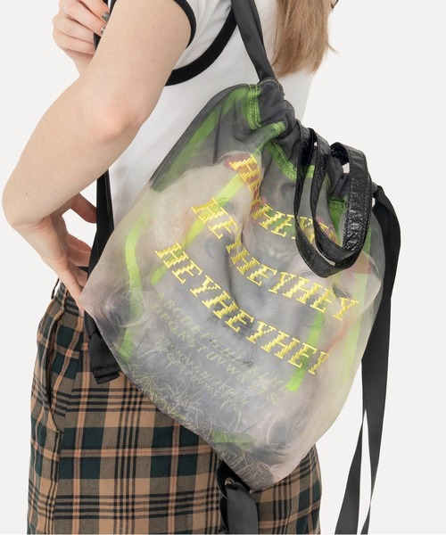 HEY!MrsROSE（ヘイミセスローズ）の「HEY! Mrs ROSE(ヘイ！ミセスローズ)Mesh Backpack（バックパック/リュック・レディース・グリーン/ピンク・FREE）」の3枚目の写真