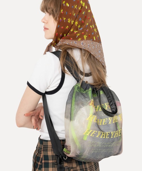 HEY!MrsROSE（ヘイミセスローズ）の「HEY! Mrs ROSE(ヘイ！ミセスローズ)Mesh Backpack（バックパック/リュック・レディース・グリーン/ピンク・FREE）」の5枚目の写真