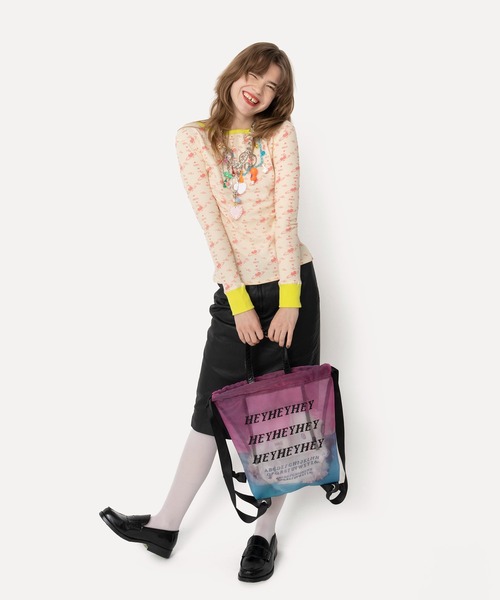 HEY!MrsROSE（ヘイミセスローズ）の「HEY! Mrs ROSE(ヘイ！ミセスローズ)Mesh Backpack（バックパック/リュック・レディース・グリーン/ピンク・FREE）」の13枚目の写真