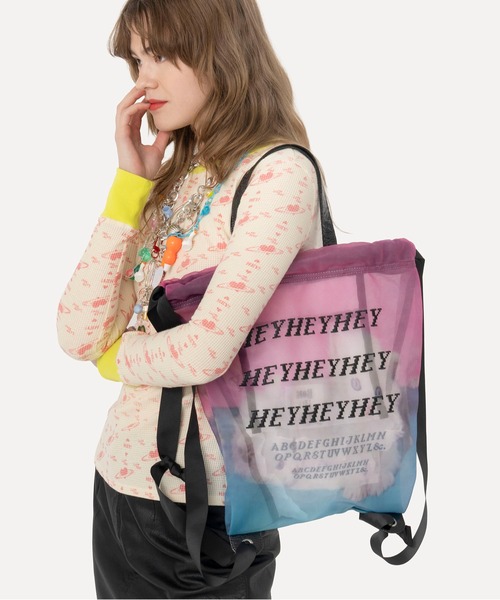 HEY!MrsROSE（ヘイミセスローズ）の「HEY! Mrs ROSE(ヘイ！ミセスローズ)Mesh Backpack（バックパック/リュック・レディース・グリーン/ピンク・FREE）」の7枚目の写真