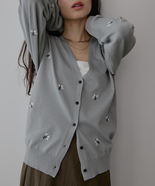 美品✨ 45R R刺繍　ウォッシャブルウールのボレロ カーディガン 羽織り コード刺繍ウォッシャブルニットカーディガン [N1160] - レディース