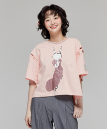 スカーフ装飾オーバーサイズ半袖Tシャツ/C ピンク
