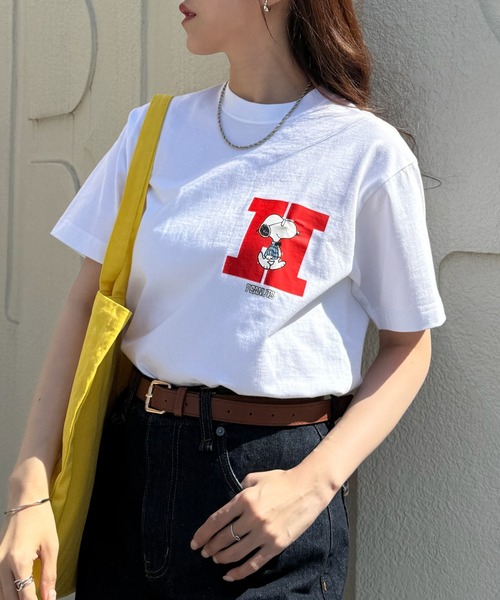 HANES(ヘインズ)の「【Hanes】PEANUTS×BEEFY-T T-SHIRT 1P HM1-D003(Tシャツ/カットソー・メンズ・ホワイト/ブラック・L/M/S)」の1枚目の写真