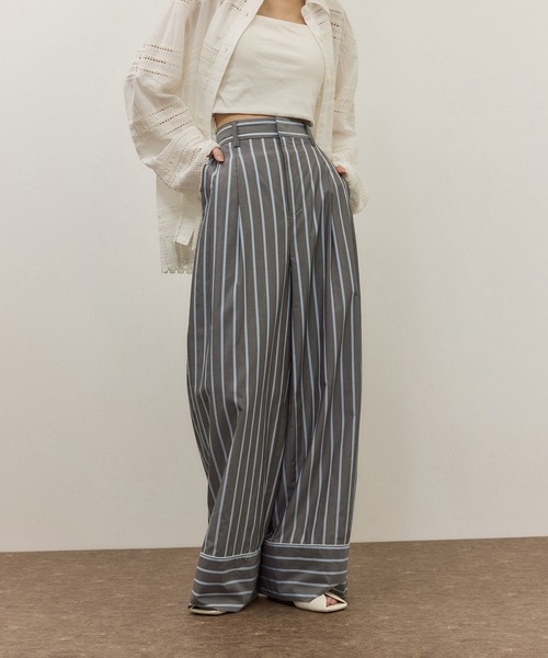 ADAM ET ROPE'（アダムエロペ）の「ストライプシャツスラックス（スラックス・レディース・サックスブルー/グレー・38/36）」の7枚目の写真