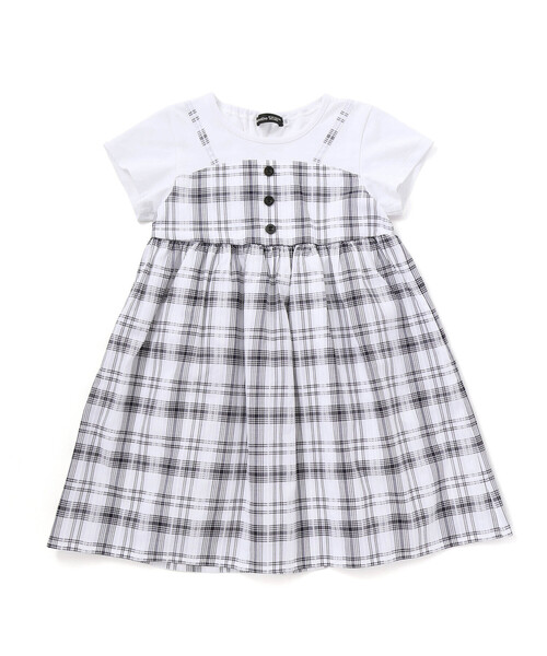 BeBe（ベベ）の「マドラスチェックキャミドッキングワンピース(80~150cm)（ワンピース・キッズ・ブラック系その他/ブルー系その他・100cm/130cm/90cm/150cm/140cm/120cm/110cm/80ｃｍ）」の2枚目の写真