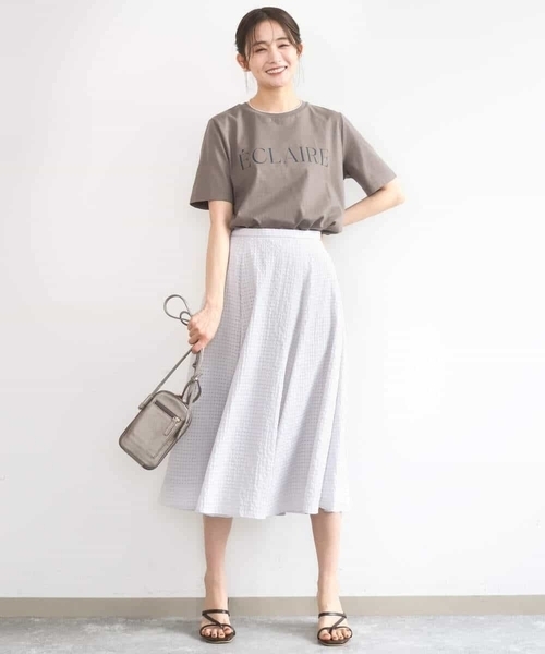 MK MICHEL KLEIN（エムケーミッシェルクラン）の「[洗える]シアーチェック柄フレアスカート（スカート・レディース・ライトグレー/ネイビー・38）」の16枚目の写真