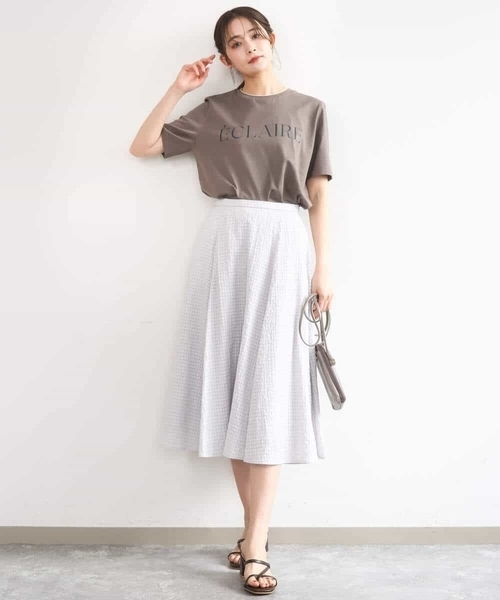 MK MICHEL KLEIN（エムケーミッシェルクラン）の「[洗える]シアーチェック柄フレアスカート（スカート・レディース・ライトグレー/ネイビー・38）」の18枚目の写真