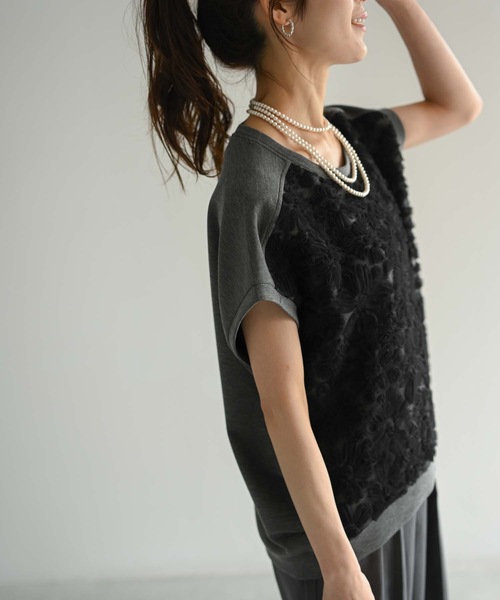 Muffiny(マフィニー)の「フラワーチュールデザインT(Tシャツ/カットソー・レディース・ダークグレー/ライトグレー/ベージュ・MEDIUM)」の8枚目の写真