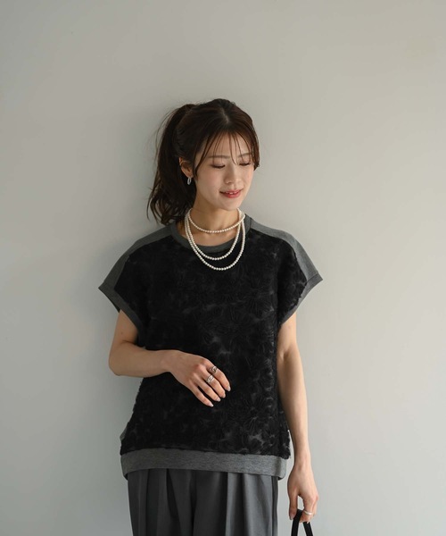 Muffiny(マフィニー)の「フラワーチュールデザインT(Tシャツ/カットソー・レディース・ダークグレー/ライトグレー/ベージュ・MEDIUM)」の11枚目の写真