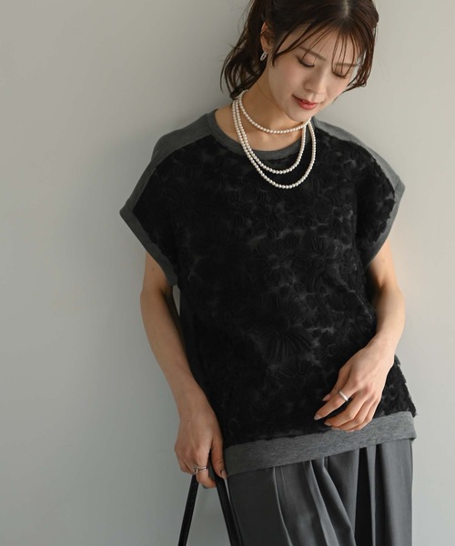 Muffiny(マフィニー)の「フラワーチュールデザインT(Tシャツ/カットソー・レディース・ダークグレー/ライトグレー/ベージュ・MEDIUM)」の12枚目の写真