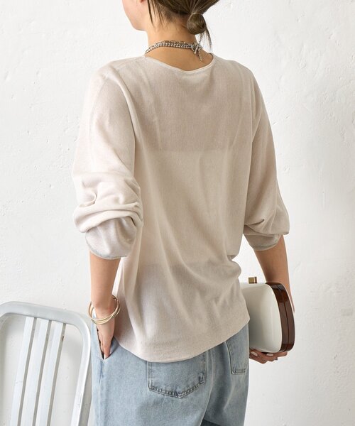 Jena espace merveilleux（ジェナ　エスパスメルヴェイユ）の「UVカットドルマンニット（ニット/セーター・レディース・イエロー/チャコールグレー/アイボリー・FREE）」の4枚目の写真