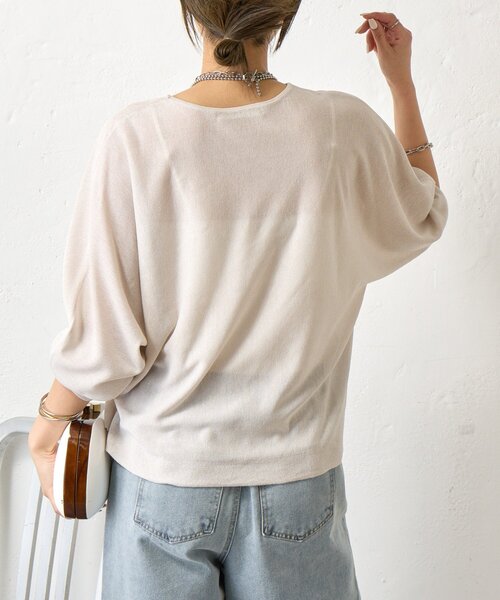 Jena espace merveilleux（ジェナ　エスパスメルヴェイユ）の「UVカットドルマンニット（ニット/セーター・レディース・イエロー/チャコールグレー/アイボリー・FREE）」の6枚目の写真