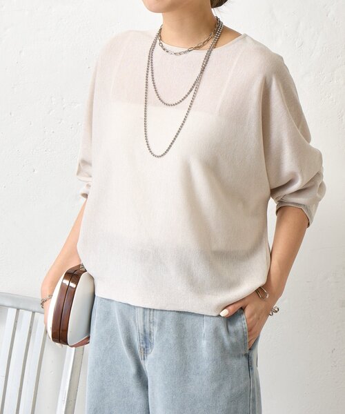 Jena espace merveilleux（ジェナ　エスパスメルヴェイユ）の「UVカットドルマンニット（ニット/セーター・レディース・イエロー/チャコールグレー/アイボリー・FREE）」の8枚目の写真