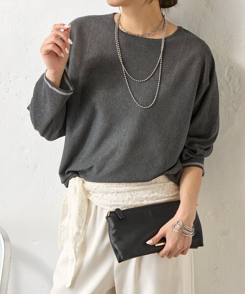 Jena espace merveilleux（ジェナ　エスパスメルヴェイユ）の「UVカットドルマンニット（ニット/セーター・レディース・イエロー/チャコールグレー/アイボリー・FREE）」の13枚目の写真