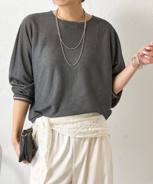 Jena espace merveilleux（ジェナ　エスパスメルヴェイユ）の「UVカットドルマンニット（ニット/セーター・レディース・イエロー/チャコールグレー/アイボリー・FREE）」の14枚目の写真