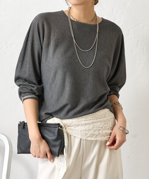 Jena espace merveilleux（ジェナ　エスパスメルヴェイユ）の「UVカットドルマンニット（ニット/セーター・レディース・イエロー/チャコールグレー/アイボリー・FREE）」の16枚目の写真