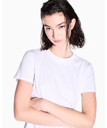 【A|X アルマーニ エクスチェンジ】スパンコールロゴ 半袖クルーネックTシャツ/REGULAR BOXY