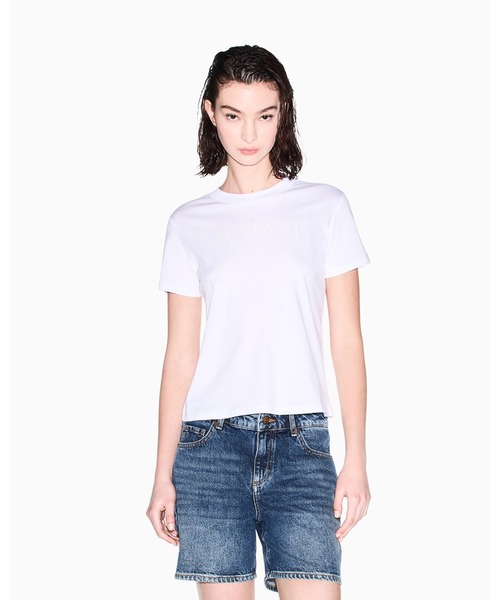 ARMANI EXCHANGE(アルマーニエクスチェンジ)の「【A|X アルマーニ エクスチェンジ】スパンコールロゴ 半袖クルーネックTシャツ/REGULAR BOXY(Tシャツ/カットソー・レディース・ブラック/ホワイト・MEDIUM/LARGE/X-SMALL/X-LARGE/SMALL)」の9枚目の写真