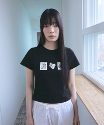 WM STAMP ICON CROPPED TEE black
