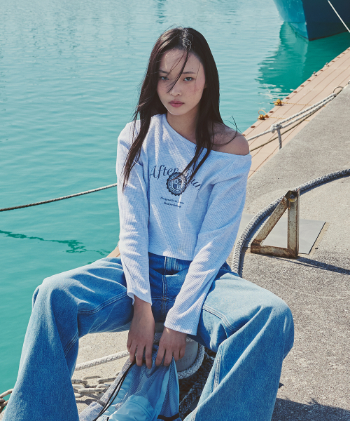 AFTERHOURS(アフターアワーズ)の「GRAPHIC ONE SHOULDER WAFFLE TOP (WHITE MELANGE)(Tシャツ/カットソー・レディース・ライトグレー・FREE)」の3枚目の写真