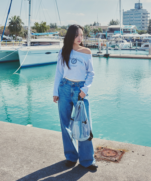 AFTERHOURS(アフターアワーズ)の「GRAPHIC ONE SHOULDER WAFFLE TOP (WHITE MELANGE)(Tシャツ/カットソー・レディース・ライトグレー・FREE)」の4枚目の写真