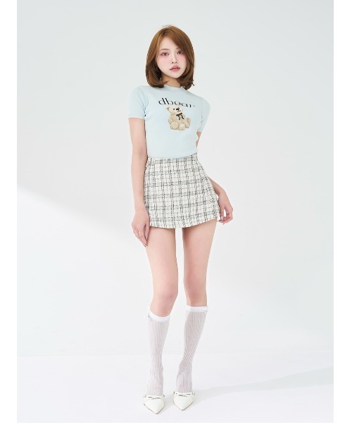 Darich(ダーリッチ)の「エンブロイダリーDbearハーフスリーブニットトップス(ニット/セーター・レディース・ホワイト/ピンク/サックスブルー/ブラック・FREE)」の15枚目の写真