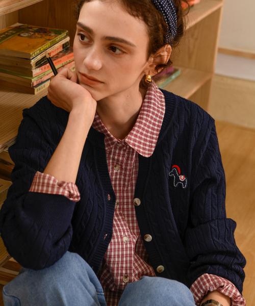 PIGMENT(ピグメント)の「シグネチャーパッチクワガーディガン (ZYCD251223)(カーディガン/ボレロ・レディース・スカイブルー/パープル/ネイビー/ピンク/ミント/オートミール・FREE)」の8枚目の写真